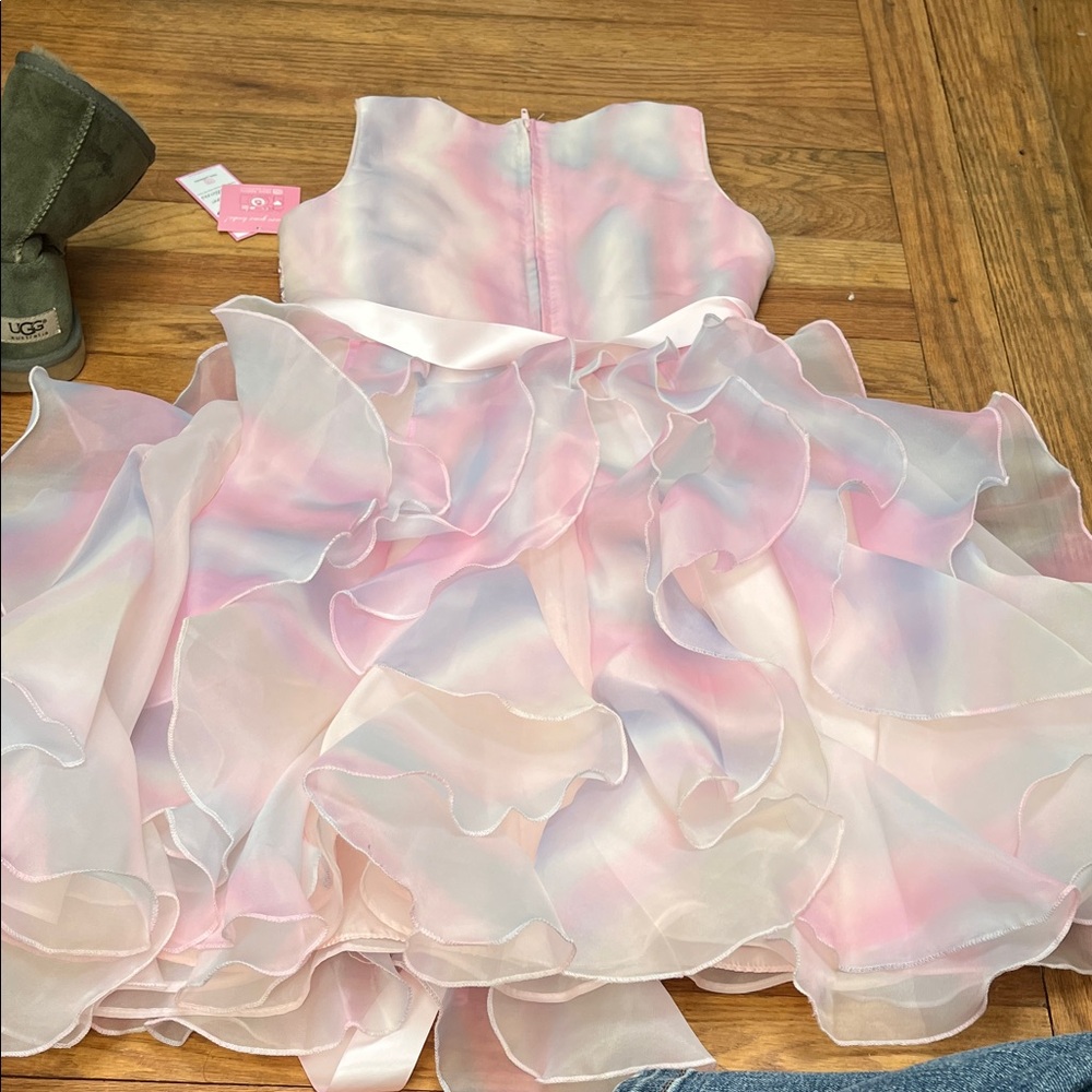 Rare Editions Sequin and Ruffle Dress - Pink and White - Picture 4 of 4